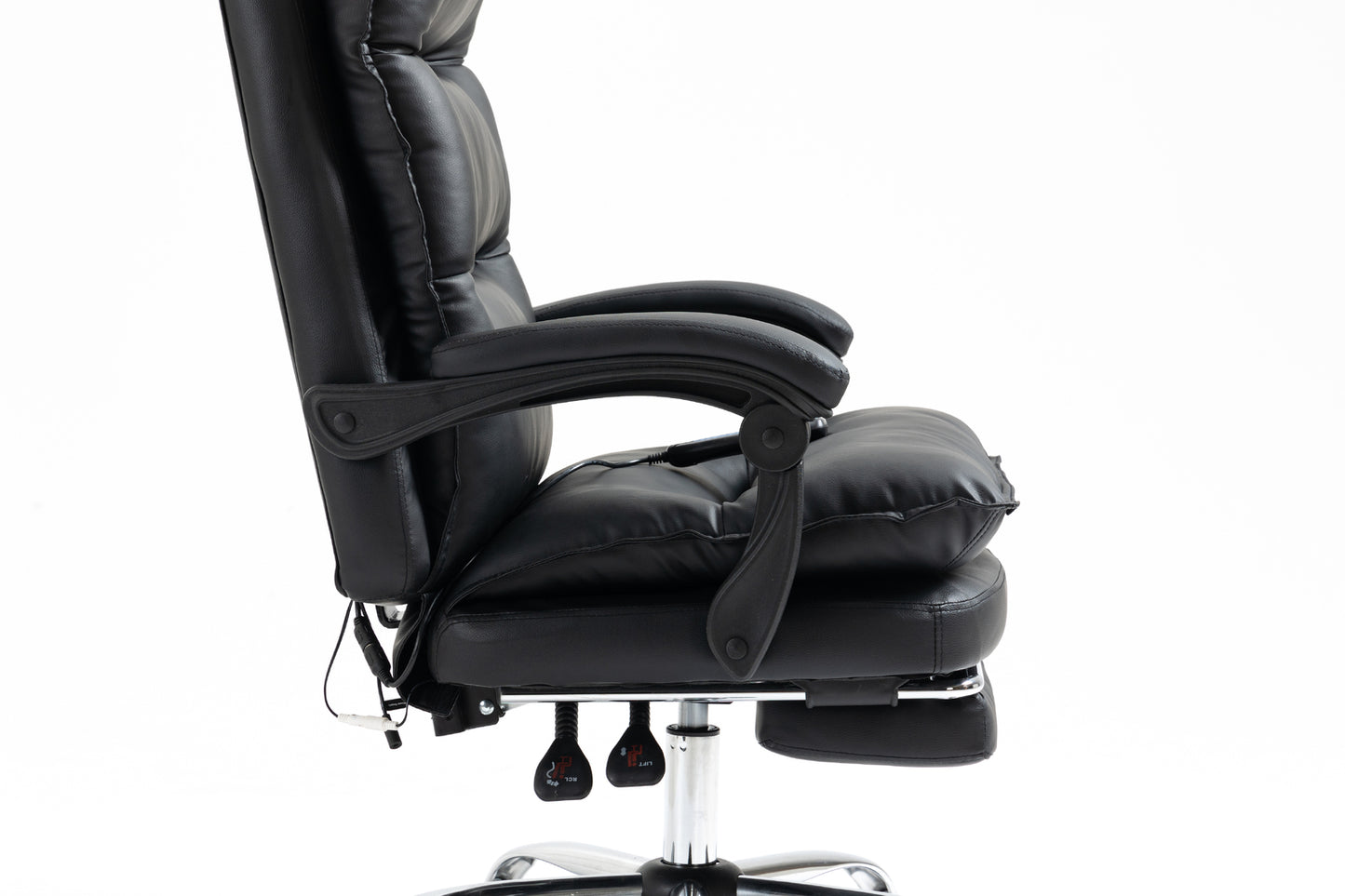 Chieftain Deluxe Plush Executive Reclining Office Chair with Foot Rest & Massager (Black)