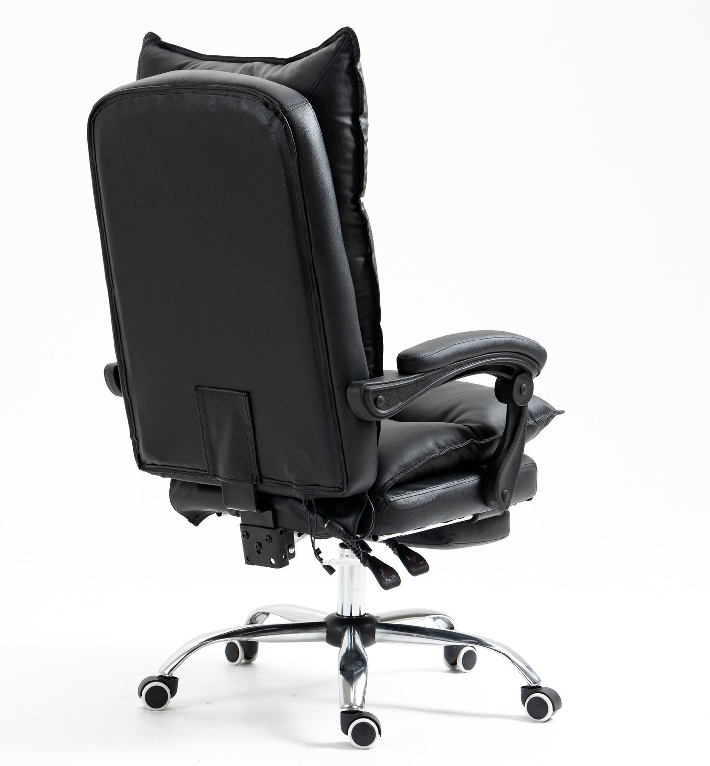 Chieftain Deluxe Plush Executive Reclining Office Chair with Foot Rest & Massager (Black)