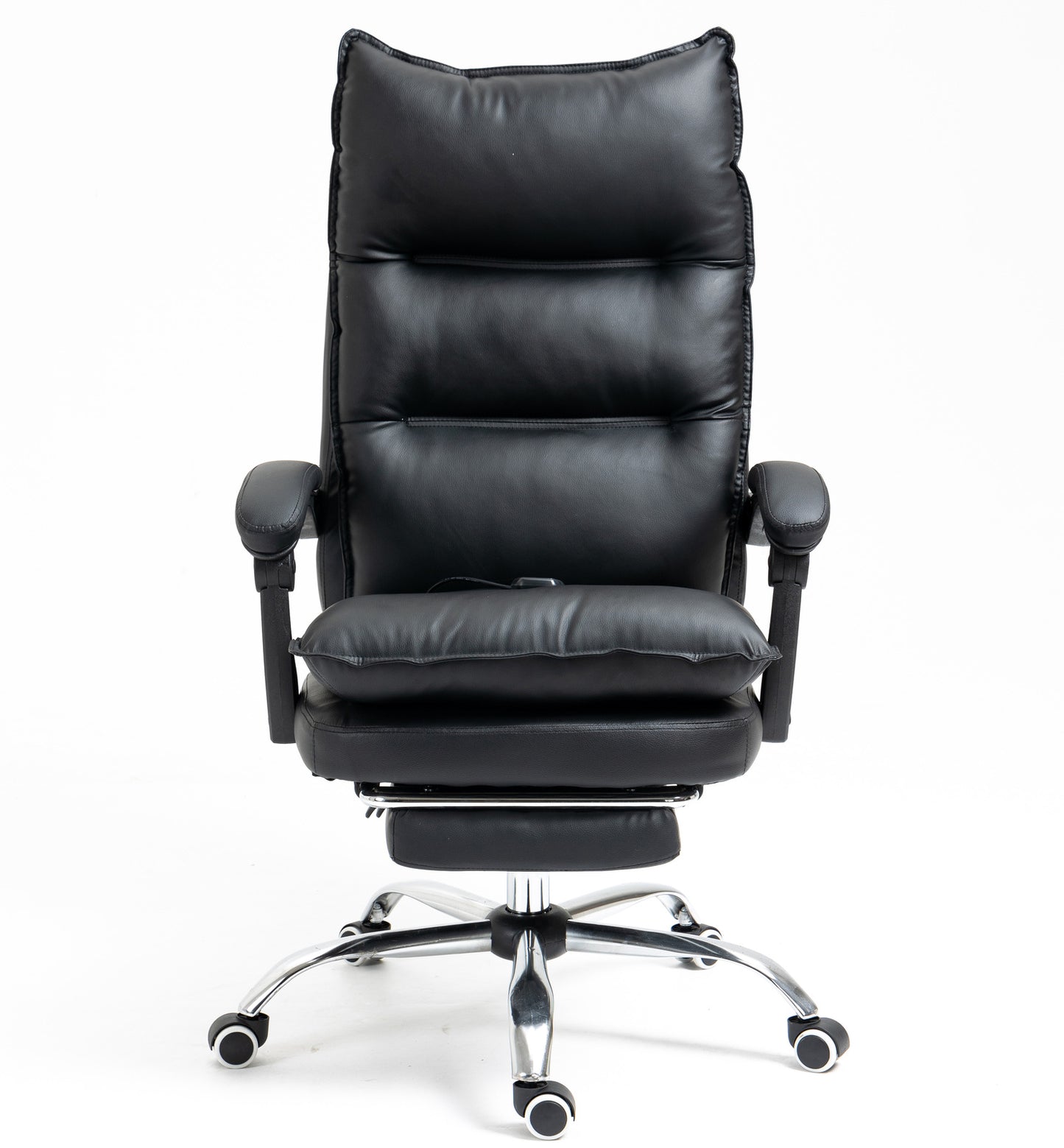 Chieftain Deluxe Plush Executive Reclining Office Chair with Foot Rest & Massager (Black)