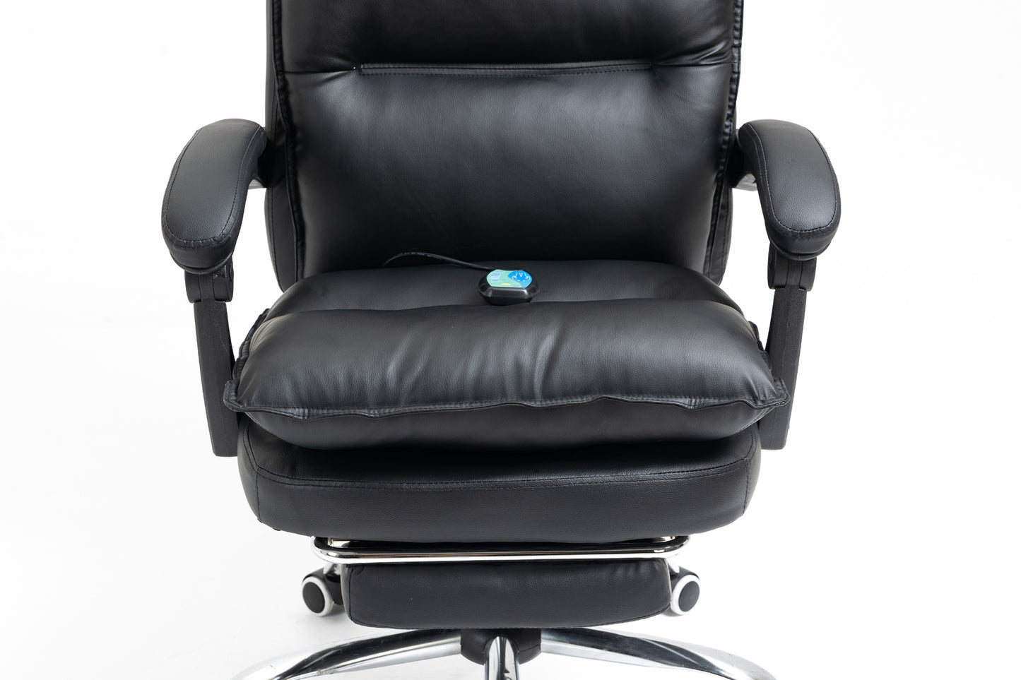 Chieftain Deluxe Plush Executive Reclining Office Chair with Foot Rest & Massager (Black)