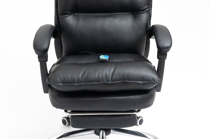 Chieftain Deluxe Plush Executive Reclining Office Chair with Foot Rest & Massager (Black)