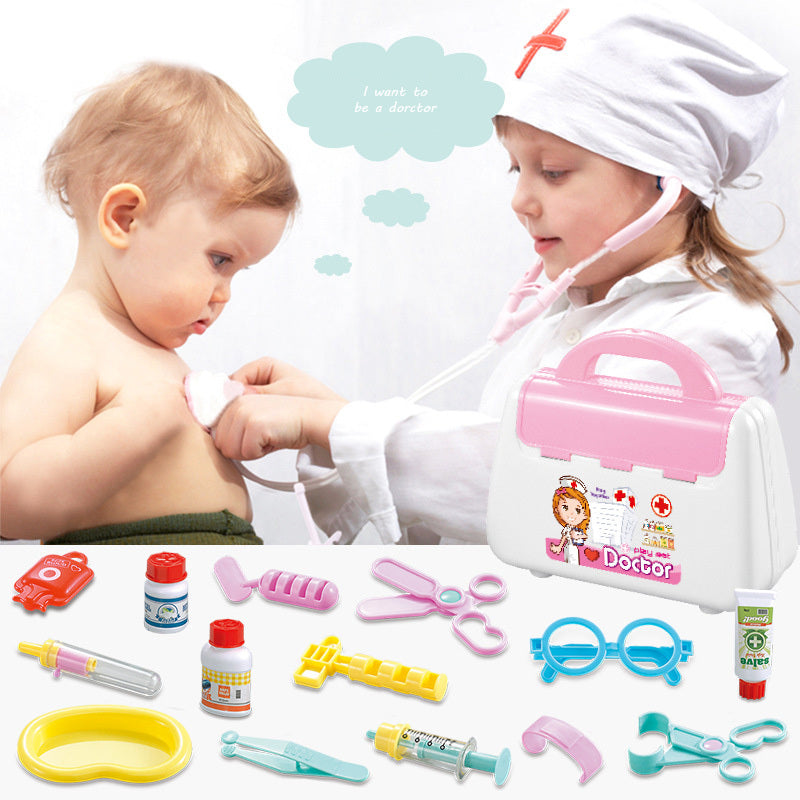 Children's Doctor Play Toy 15PC Kit (Pink Set)