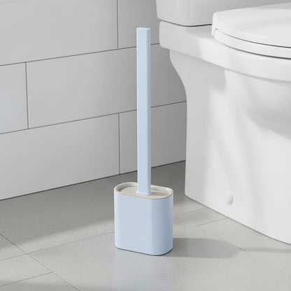 Revolutionary Silicone Soft Flex Toilet Brush and Holder (Blue)