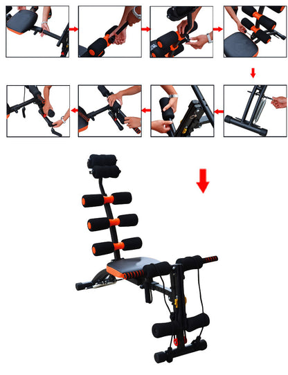 6 In 1 Home Gym Abdominal Machine Six Pack Care Ab Rocket Core Exercise Bench