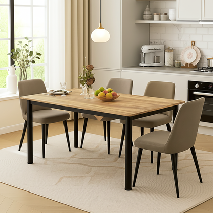 Heritage Industrial Rustic Oak Wood & Metal Dining Table 120cm