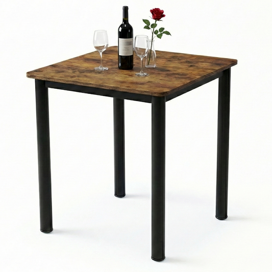 Foundry Industrial Rustic Wood & Metal Square Bar Dining Table