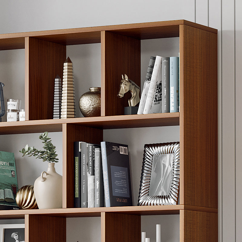 Alpha 10-Shelf 3-Door Wardrobe Cupboard Bookshelf Cabinet (Walnut)