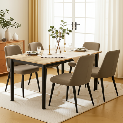 Heritage Industrial Rustic Oak Wood & Metal Dining Table 120cm