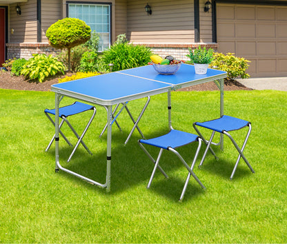 Outdoor Folding Table Adjustable Foldable 120cm (Blue)