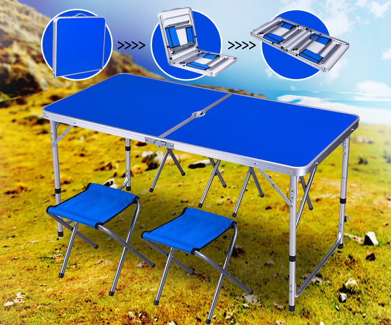 Outdoor Folding Table Adjustable Foldable 120cm (Blue)