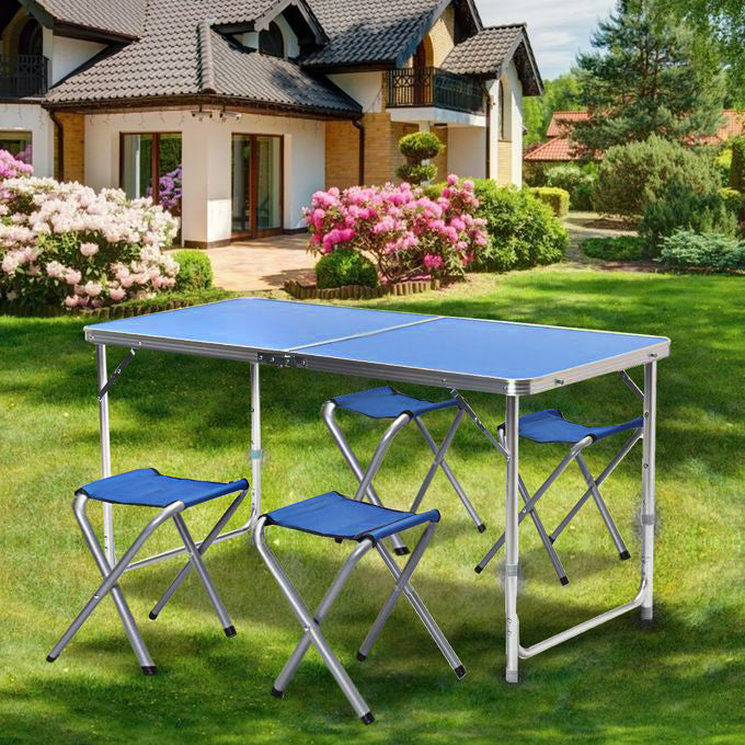 Outdoor Folding Table Adjustable Foldable 120cm (Blue)