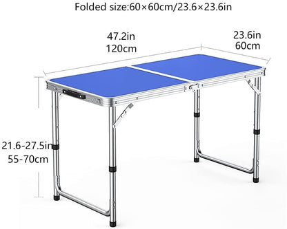 Outdoor Folding Table Adjustable Foldable 120cm (Blue)