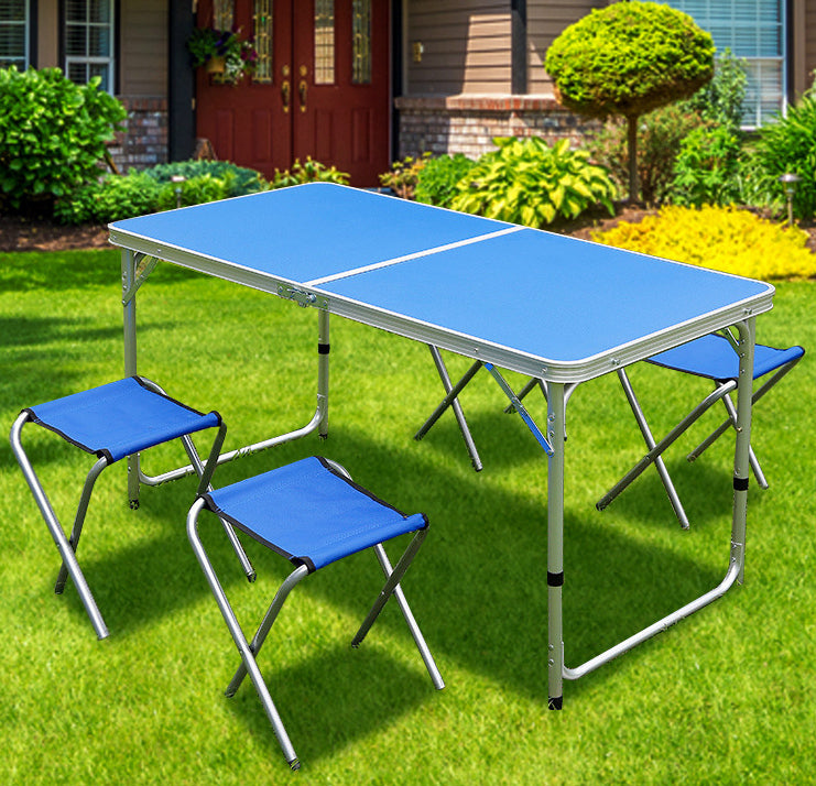 Outdoor Folding Table Adjustable Foldable 120cm (Blue)