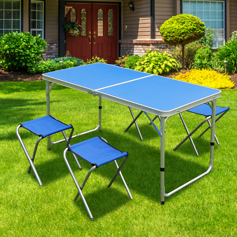 Outdoor Folding Table Adjustable Foldable 120cm (Blue)