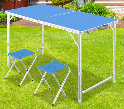 Outdoor Folding Table Adjustable Foldable 120cm (Blue)