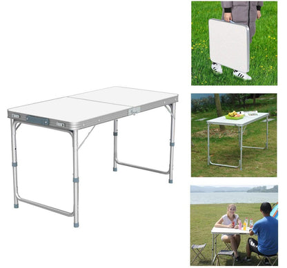 Outdoor Folding Table Adjustable Foldable 120cm (White)