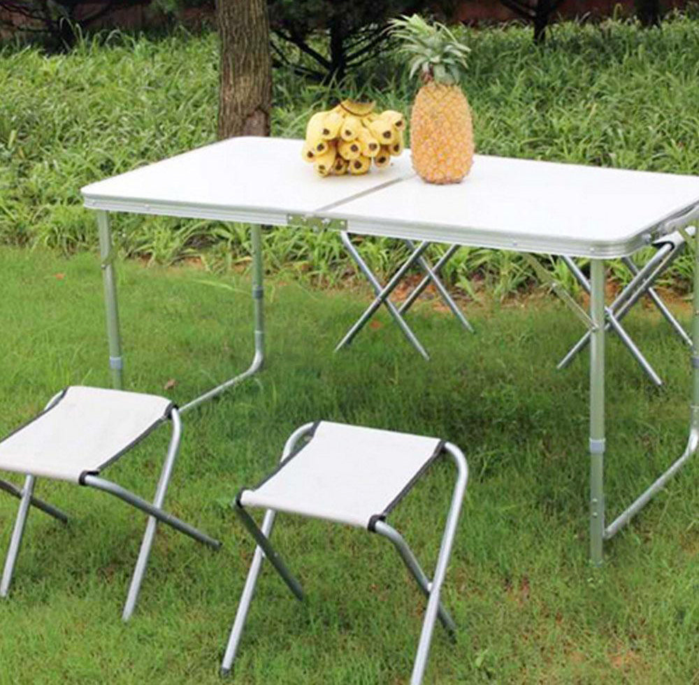 Outdoor Folding Table Adjustable Foldable 120cm (White)