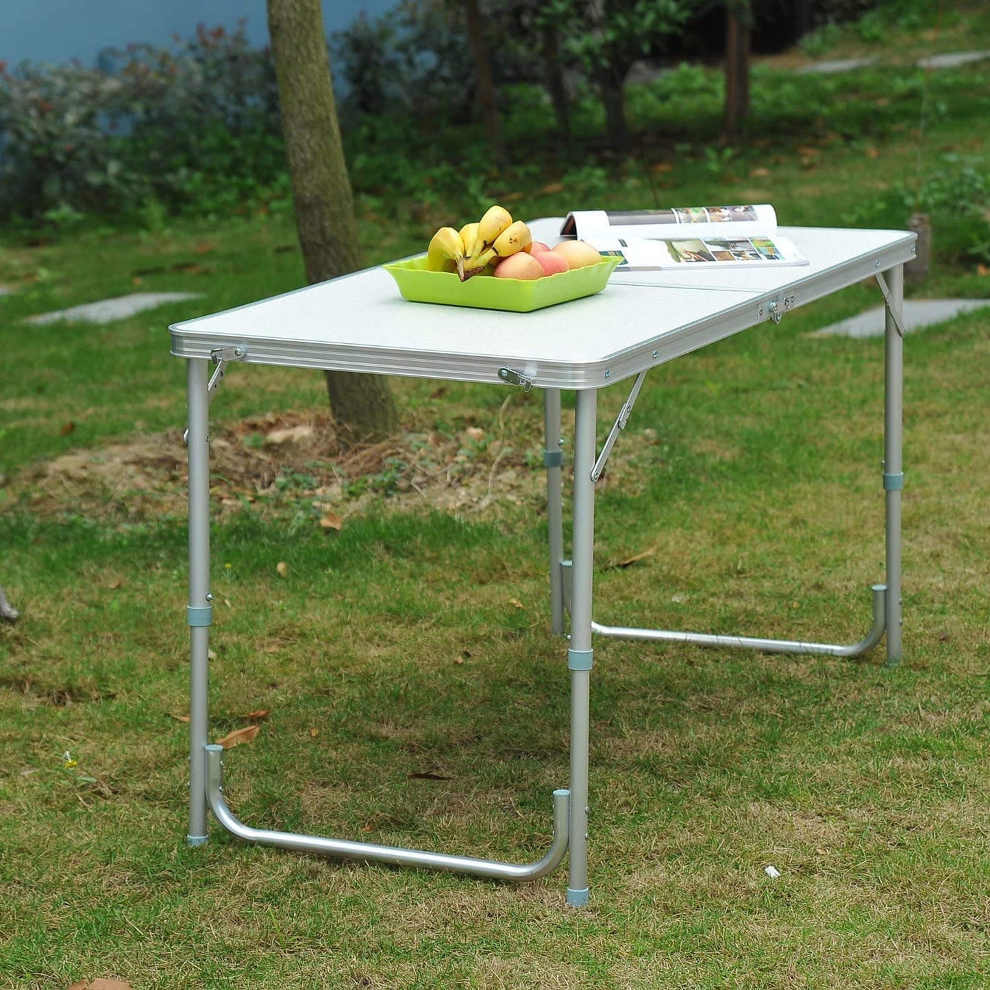 Outdoor Folding Table Adjustable Foldable 120cm (White)