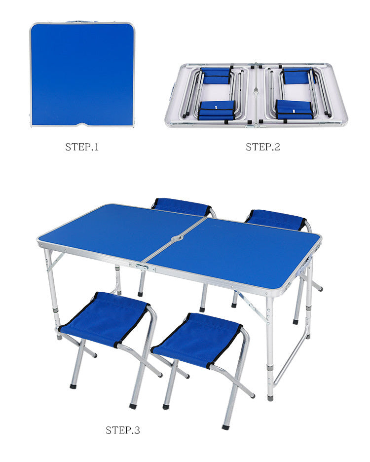 3-Piece Outdoor Camp Setting Folding Table & Chairs Set (Blue)