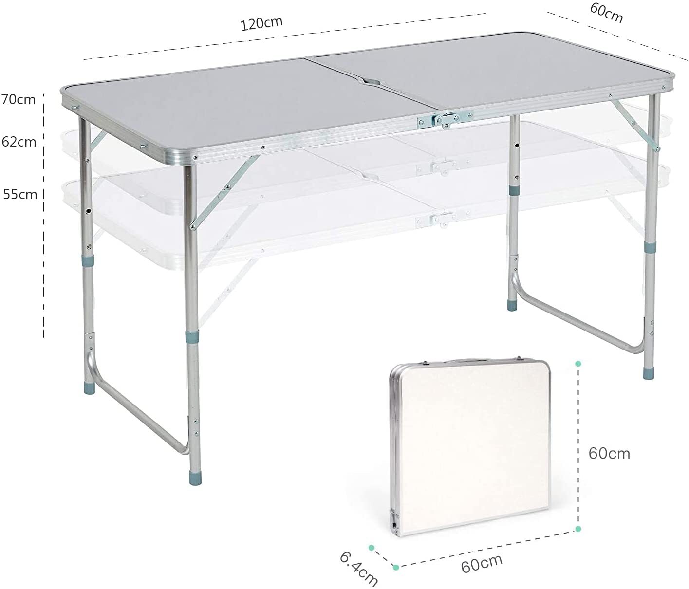 3-Piece Outdoor Camp Setting Folding Table & Chairs Set  (White)