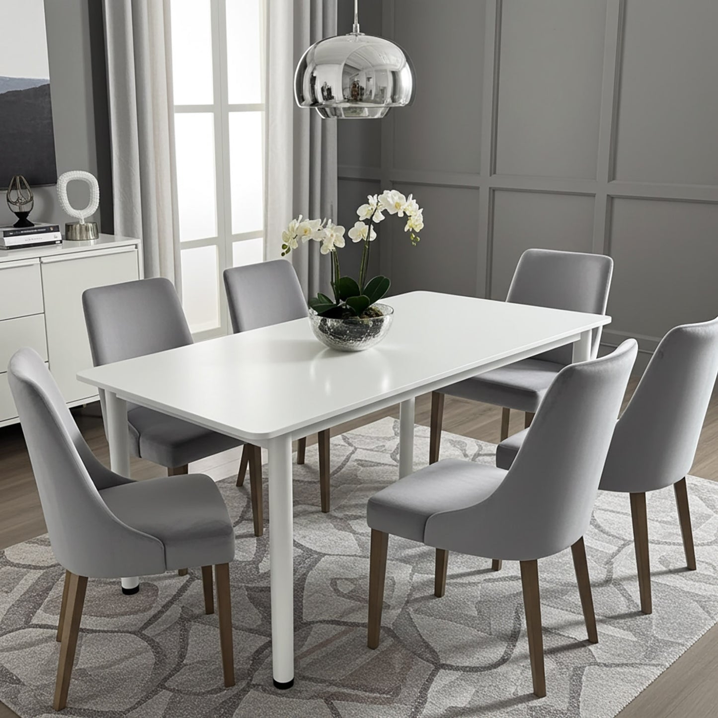 Heritage Industrial White Wood & Metal Dining Table 120cm