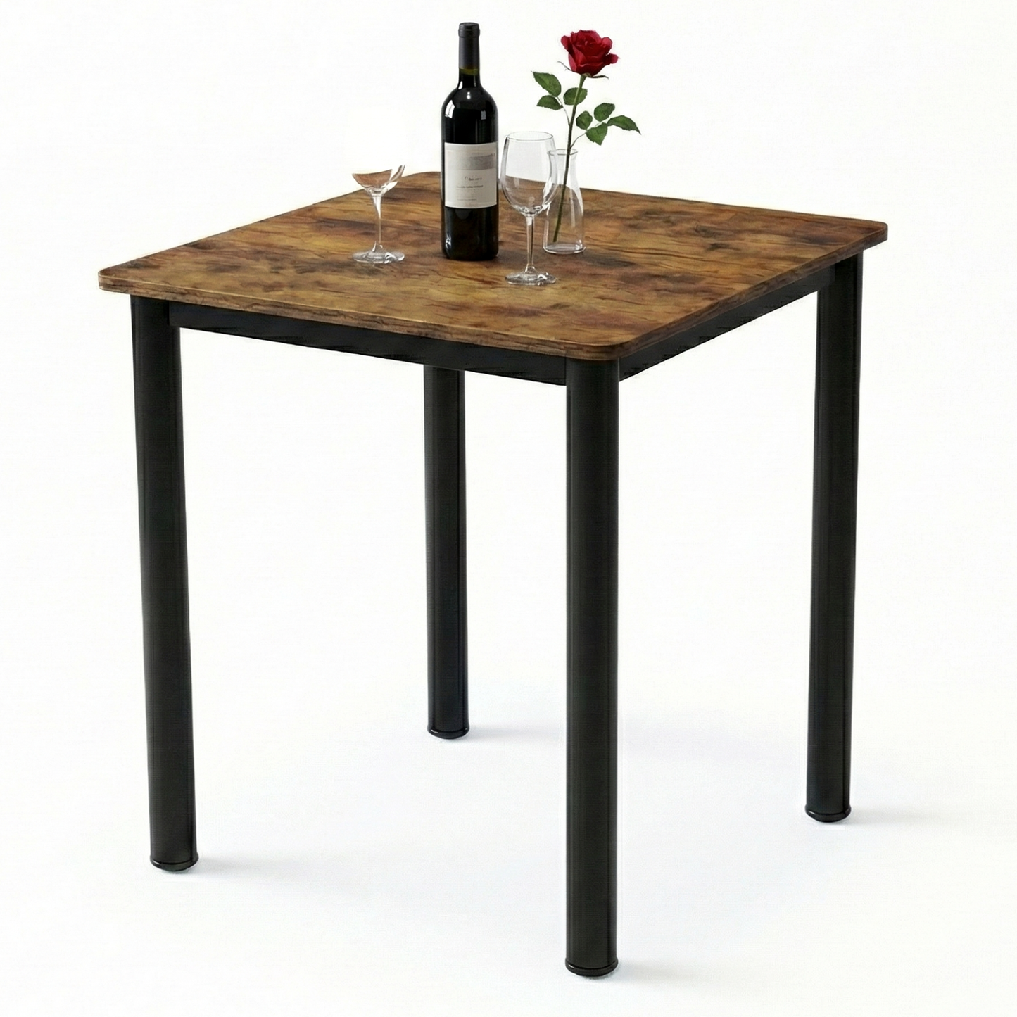 Foundry Industrial Rustic Wood & Metal Square Bar Dining Table