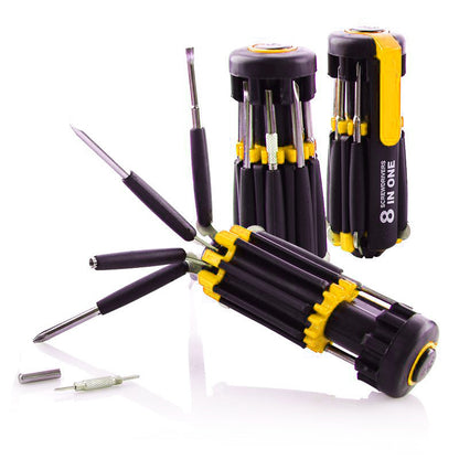 8-in 1 Screwdriver with Flashlight Tool Kit Folding Set