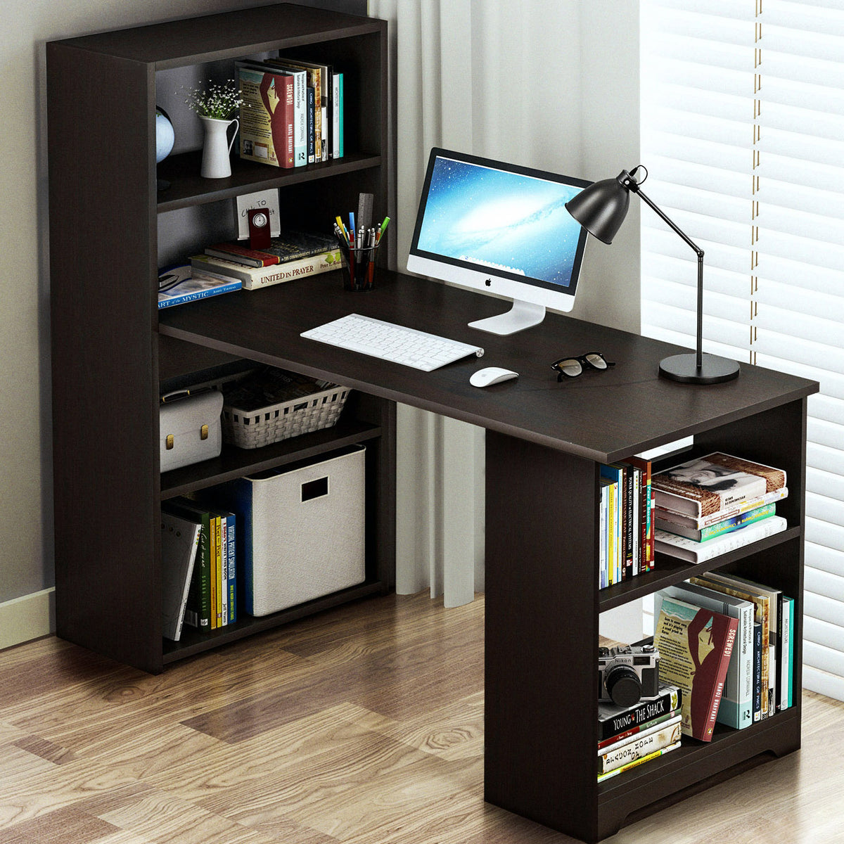 Varossa's Organizer Combination Workstation Computer Desk with 6 Stora