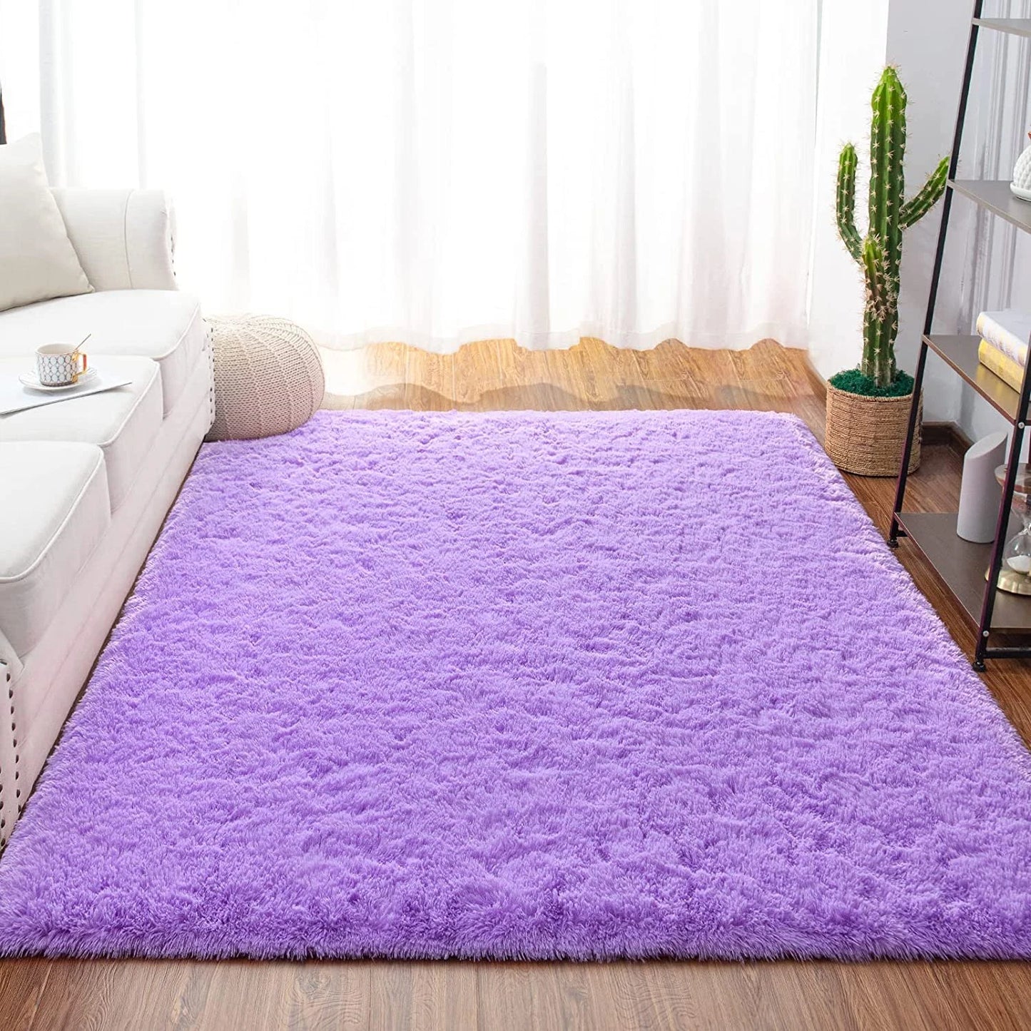 Soft Shag Rug Carpet Mat (Purple, 160 x 120)