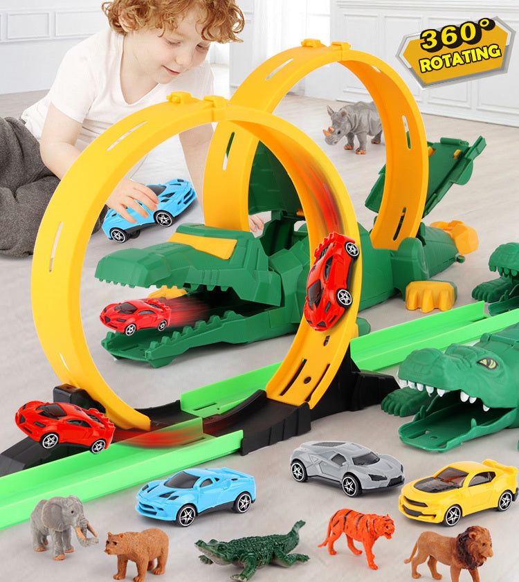 Crocodile Car Ramp 360 Degree Loop Track Kids Toy Set