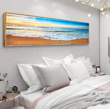 Beach Painting Framed Long Canvas Wall Art - 100cm x 30cm