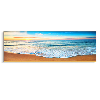 Beach Painting Framed Long Canvas Wall Art - 100cm x 30cm