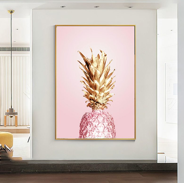 Luxe Pineapple Painting Framed Canvas Wall Art - 30cm x 40cm