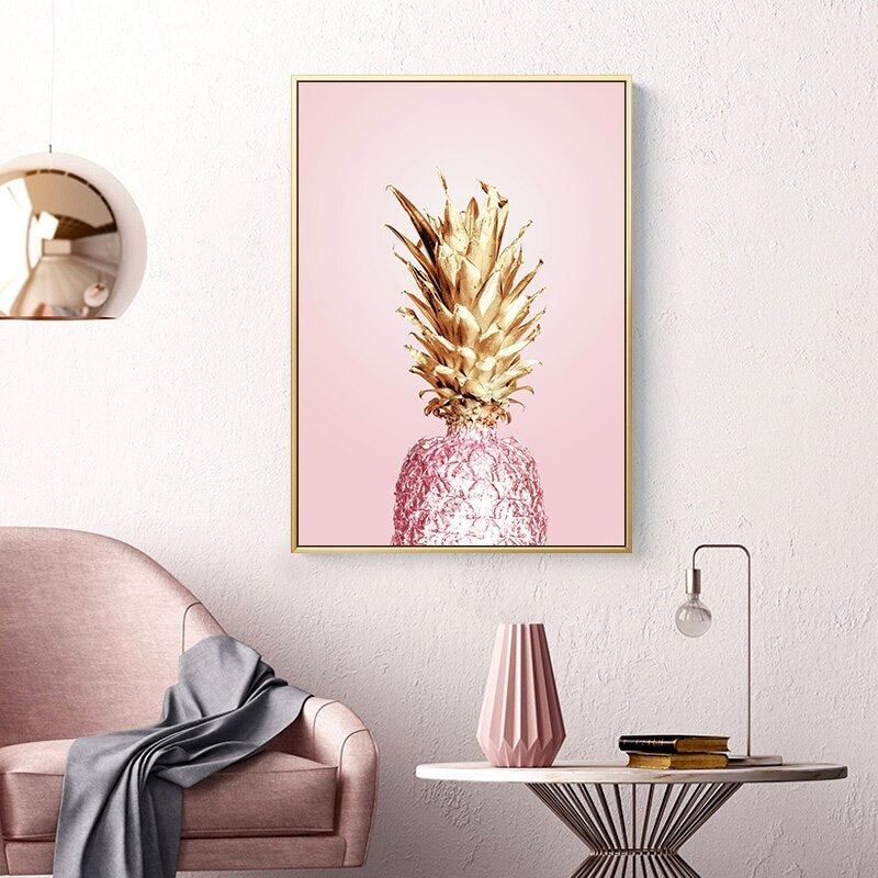 Luxe Pineapple Painting Framed Canvas Wall Art - 30cm x 40cm