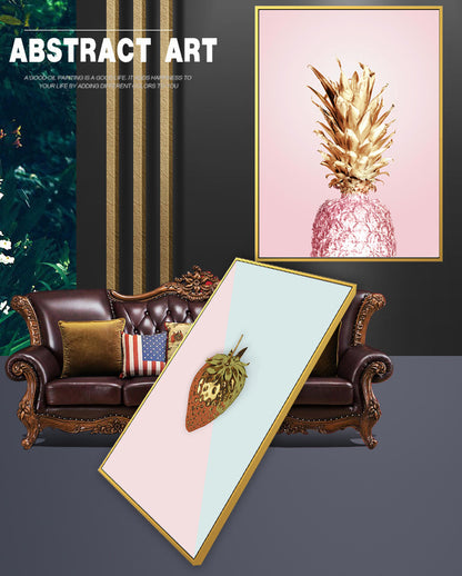 Luxe Pineapple Painting Framed Canvas Wall Art - 30cm x 40cm