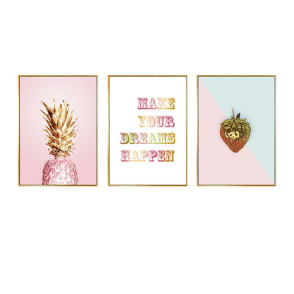 Luxe Pineapple Painting Framed Canvas Wall Art - 30cm x 40cm