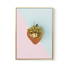 Golden Strawberry Painting Framed Canvas Wall Art - 40cm x 60cm