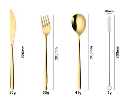 9PC Premium Cutlery Portable Travel Set Stainless Steel Knife Fork Spoon (Rose Gold)