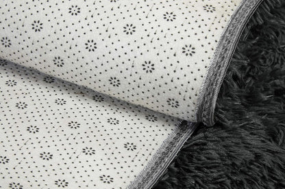 Soft Shag Rug Carpet Mat (Black, 160 x 120)
