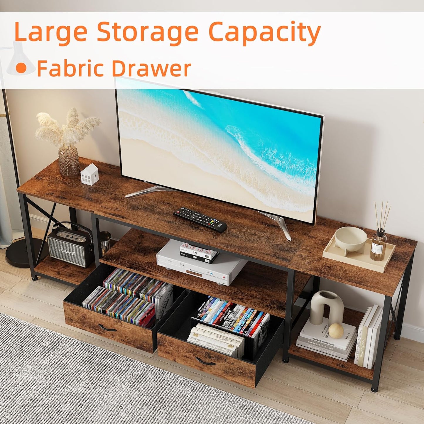 Industrial TV Cabinet Entertainment Unit with Drawers & Storage
