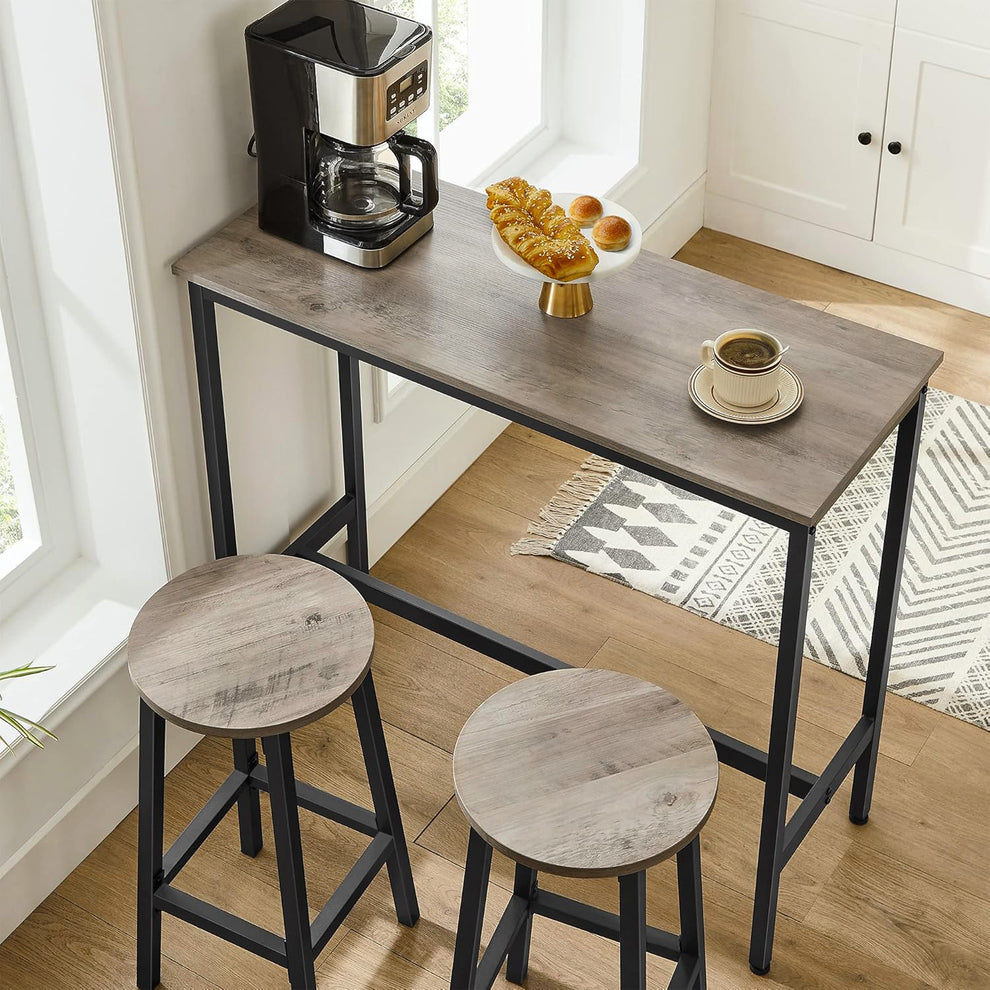 2 x Modern Industrial Bar Stool Wood & Metal Kitchen Counter Seating
