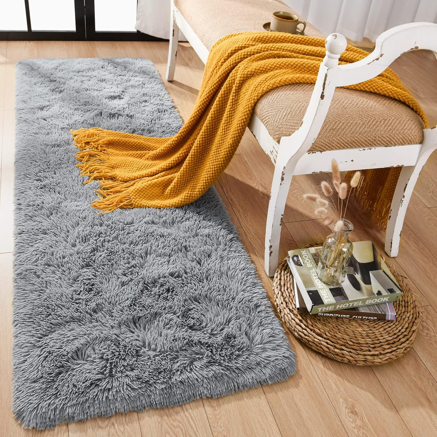 Soft Shag Rug Carpet Hallway Mat (Grey, 120 x 50 cm)