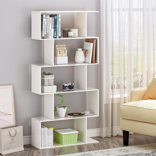 5 Tier Lumina Modern Display Bookshelf Storage Bookcase Shelves (White)