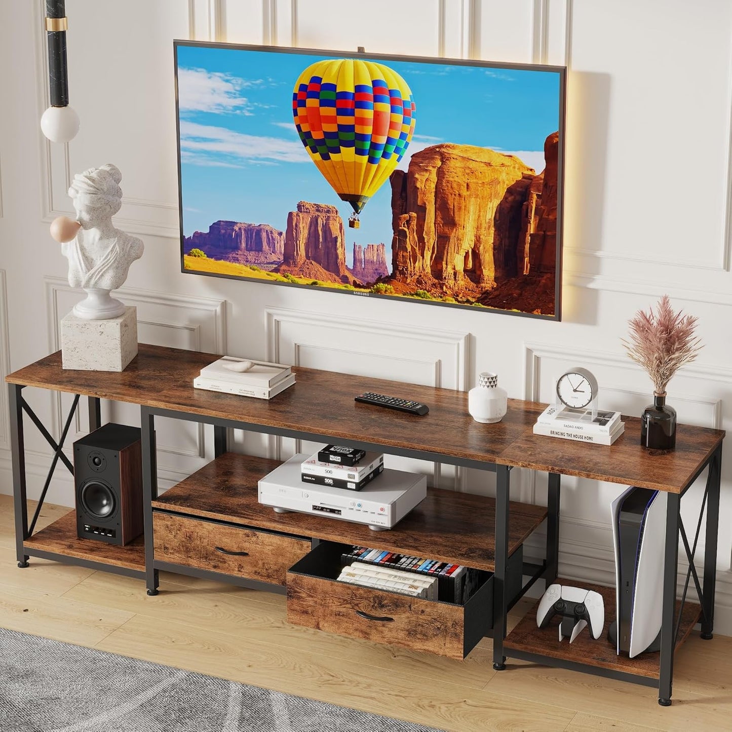 Industrial TV Cabinet Entertainment Unit with Drawers & Storage