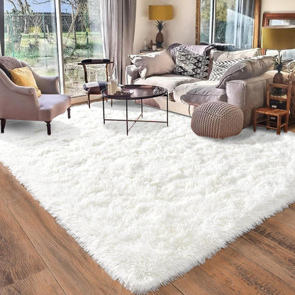 Large Soft Shag Rug Carpet Mat (Cream White, 230 x 160)