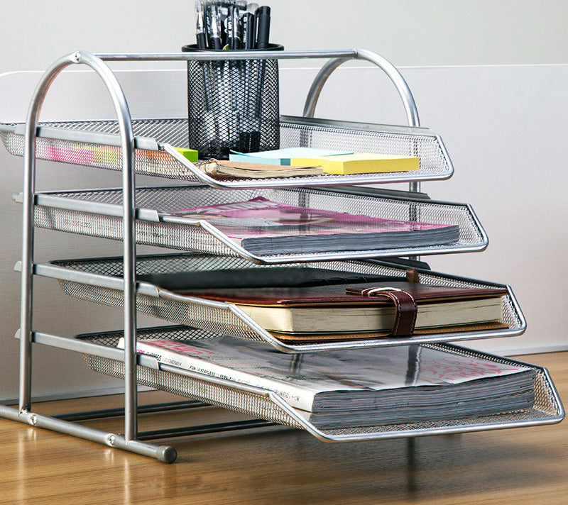 4-Tier Office Document Tray Paper/Magazine Desk Organizer