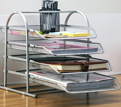 4-Tier Office Document Tray Paper/Magazine Desk Organizer