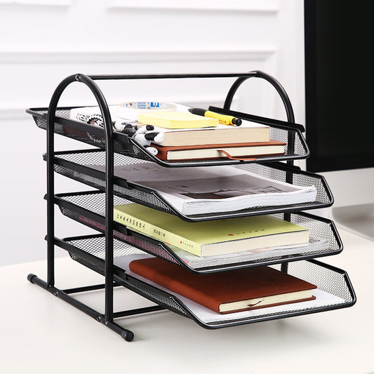 4-Tier Office Document Tray Paper/Magazine Desk Organizer (Black)