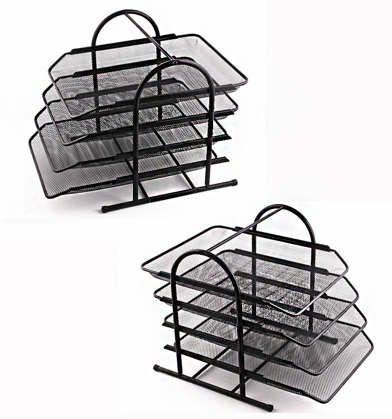 4-Tier Office Document Tray Paper/Magazine Desk Organizer (Black)