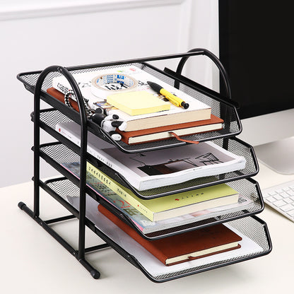 4-Tier Office Document Tray Paper/Magazine Desk Organizer (Black)